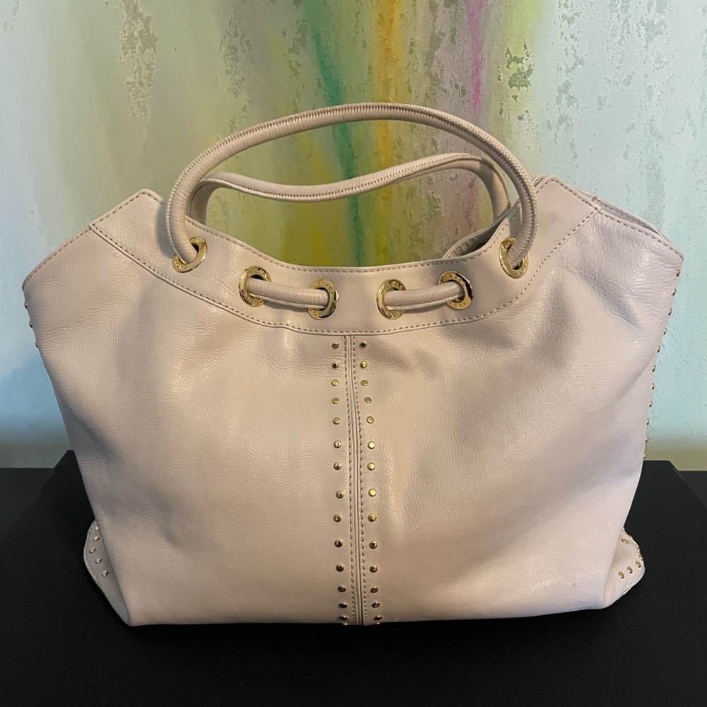 Michael Kors large off white bag with gold studs